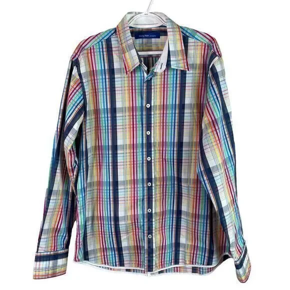 George Roth Los Angeles Button Down Shirt Mens XL‎ Colorful Long Sleeve Cotton - Picture 2 of 4